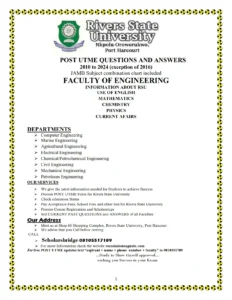 Engineering Faculty RSU Past Questions and Answers