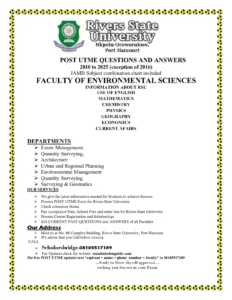 Environmental Sciences Faculty RSU Past Questions and Answers