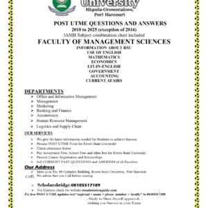Management Sciences Faculty RSU Past Questions and Answers