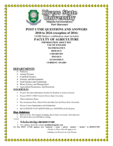 Agriculture Faculty RSU Past Questions and Answers