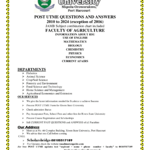 Agriculture Faculty RSU Past Questions and Answers