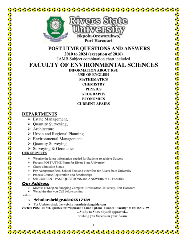 Environmental Sciences Faculty RSU Past Questions and Answers