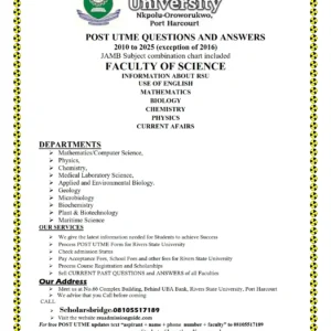 Science Faculty RSU Past Questions and Answers