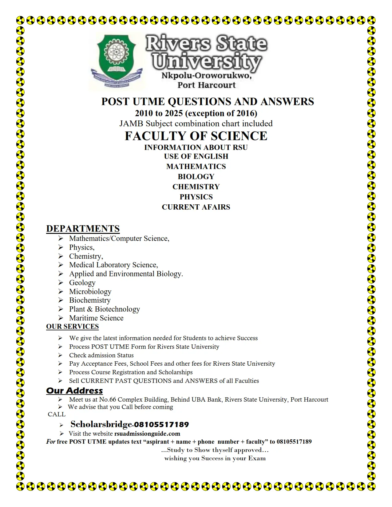 Science Faculty RSU Past Questions and Answers