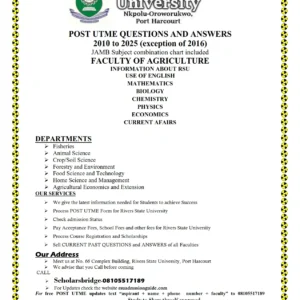 Agriculture Faculty RSU Past Questions and Answers