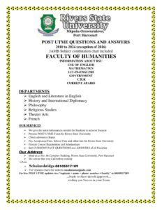 Humanities Faculty RSU Past Questions and Answers