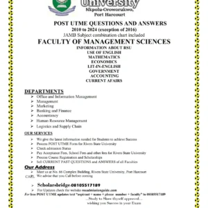 Management Sciences Faculty RSU Past Questions and Answers